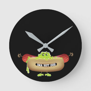 HOT DOG MAN ROUND CLOCK