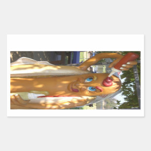 Hot Dog Man Statue Rectangular Sticker