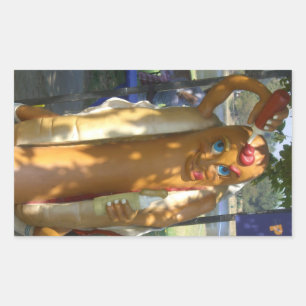 Hot Dog Man Statue Rectangular Sticker