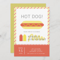 HOT DOG! Modern Red & Yellow Adult Birthday