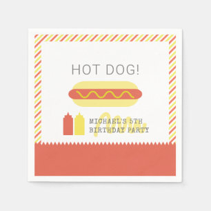 HOT DOG! Modern Red & Yellow Birthday Napkin
