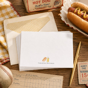 Hot Dog & Mustard Monogram Personalised Flat Card