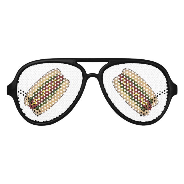 Hot Dog Mustard Relish Frankfurter Fast Food Aviator Sunglasses (Front)