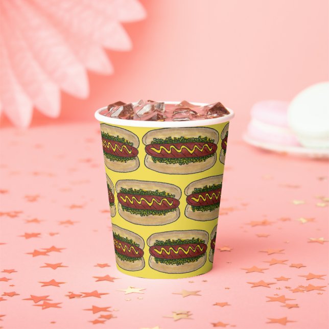 Hot Dog Mustard Relish Frankfurter Hotdog Weiner Paper Cups (Insitu)