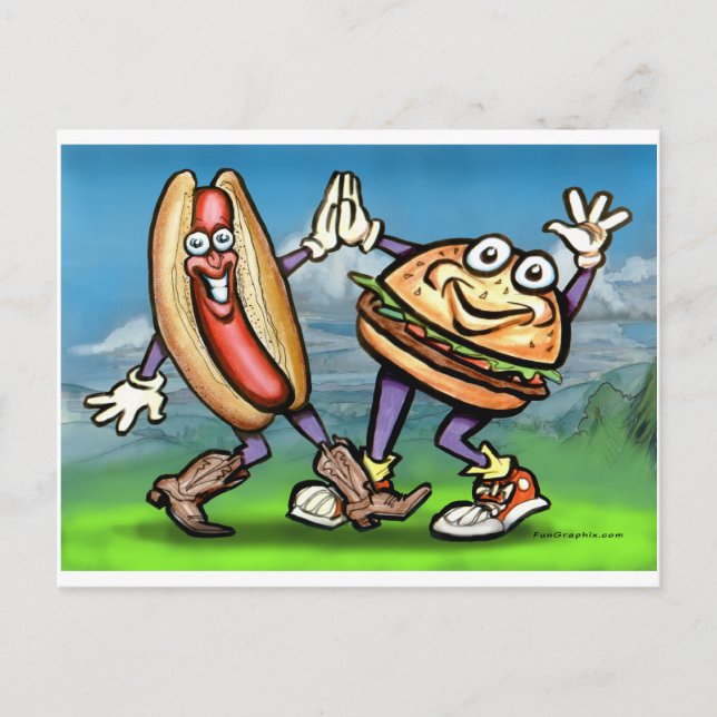 Hot Dog n Hamburger Postcard (Front)