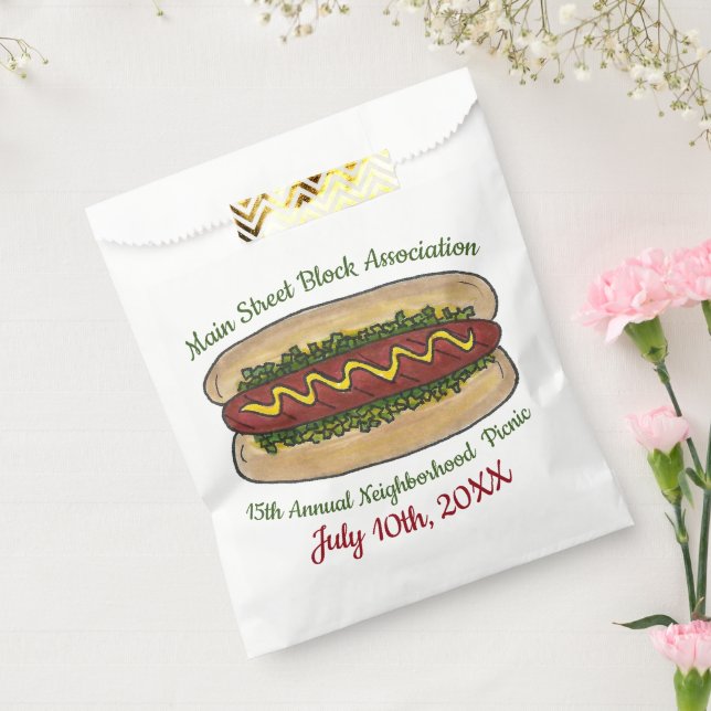 Hot Dog Neighbourhood Reunion Picnic Cookout Party Favour Bags (Sealed)
