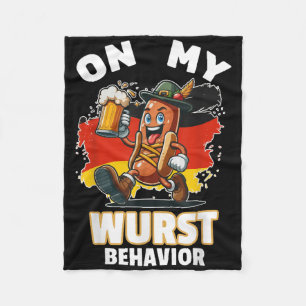 Hot Dog On My Wurst Behaviour Funny German Men Fleece Blanket