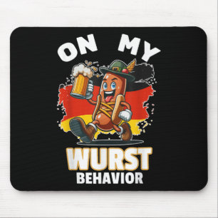 Hot Dog On My Wurst Behaviour Funny German Men Mouse Mat