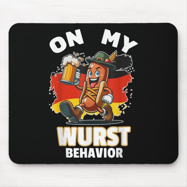 Hot Dog On My Wurst Behaviour Funny German Men  Mouse Mat (Front)