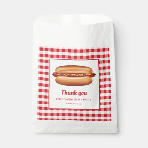 Hot Dog On Red Gingham Birthday Thank You Favour Bags