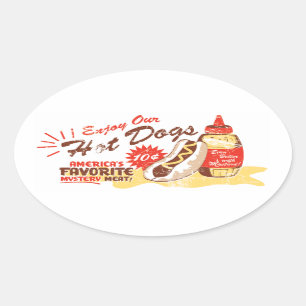 Hot Dog Oval Stickers