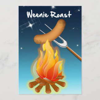 Hot Dog Over Campfire Weenie Roast Invitation
