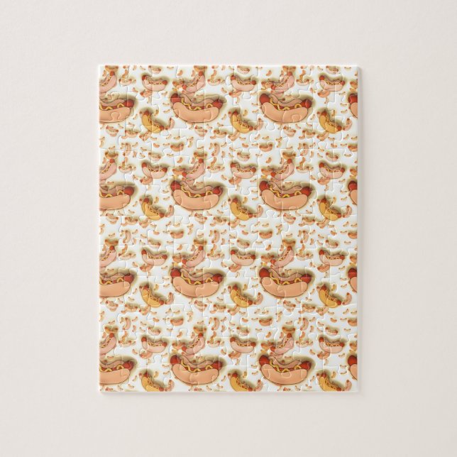 Hot Dog Pattern - floating hot dogs Jigsaw Puzzle (Vertical)