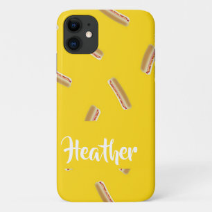 Hot dog pattern on yellow iPhone 11 case
