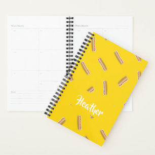 Hot dog pattern on yellow planner