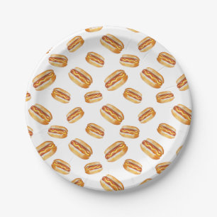 Hot Dog Pattern Summer Birthday Party  Paper Plate