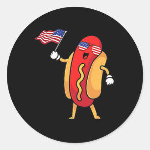 Hot Dog Pocket American Flag Freedom Patriotic 4th Classic Round Sticker