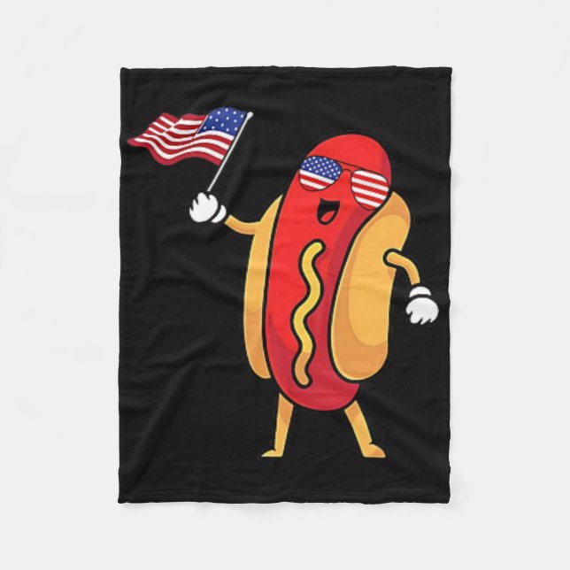Hot Dog Pocket American Flag Freedom Patriotic 4th Fleece Blanket (Front)