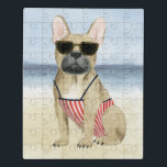 Hot Dog | Puppy In Sunglasses At The Beach Jigsaw Puzzle<br><div class="desc">This watercolor print features a puppy in sunglasses enjoying the beach | By Grace Popp</div>