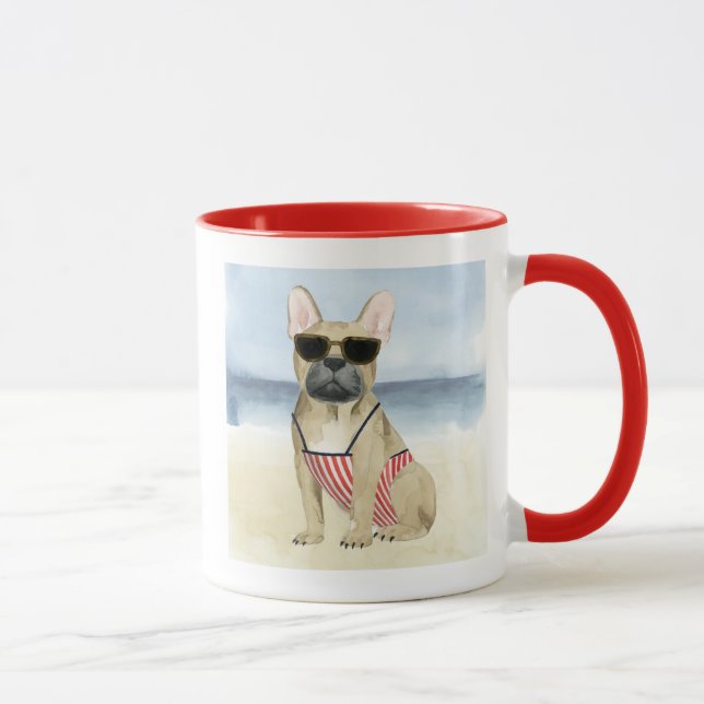 Hot Dog | Puppy In Sunglasses At The Beach Mug (Right)