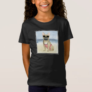 Hot Dog Puppy In Sunglasses At The Beach T-Shirt