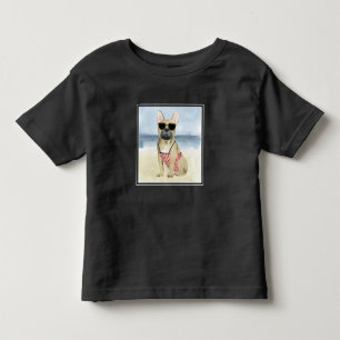 Hot Dog Puppy In Sunglasses At The Beach Toddler T-Shirt