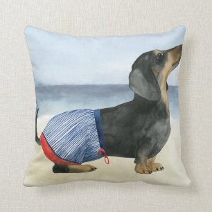 Hot Dog   Puppy In Swimming Trunks Cushion