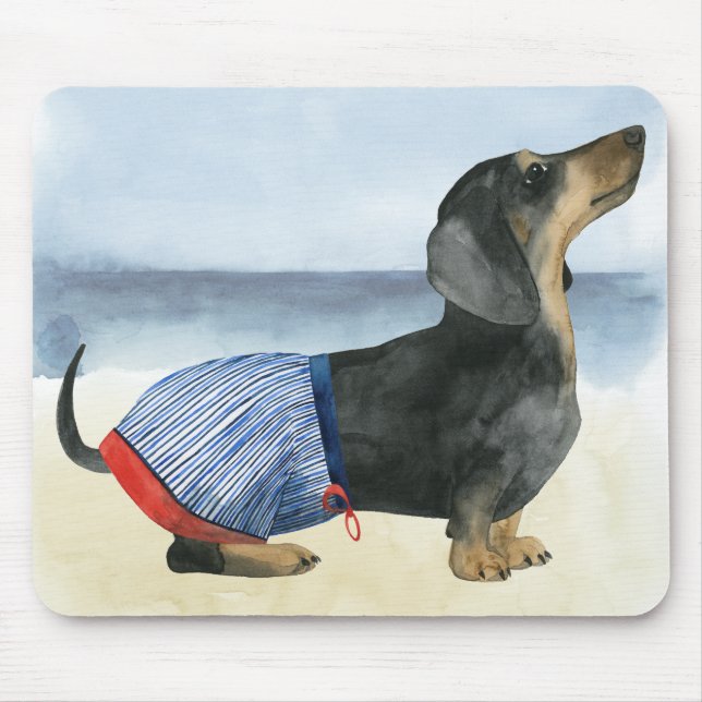 Hot Dog | Puppy In Swimming Trunks Mouse Mat (Front)
