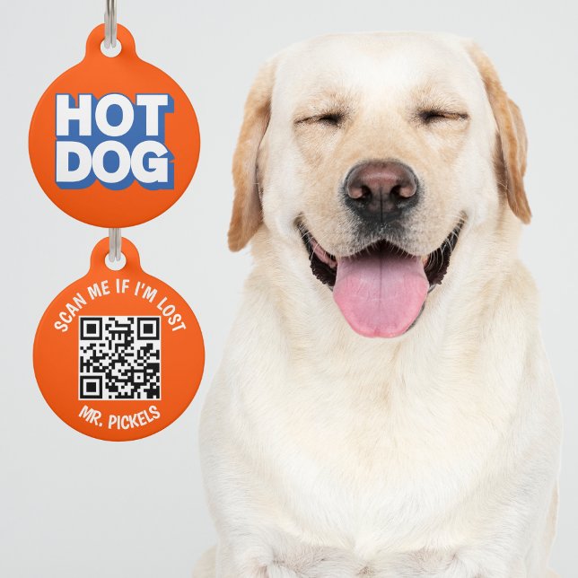 Hot Dog QR Code Lost Pet Tag (Creator Uploaded)