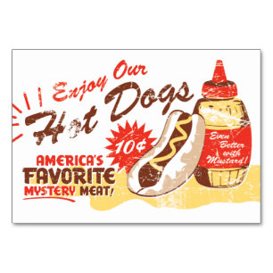 Hot Dog Retro Table Card CUSTOMIZABLE