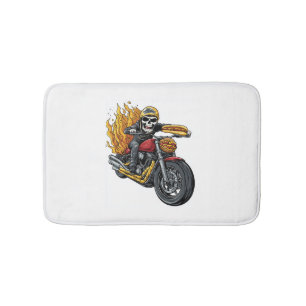 Hot Dog Rider – Funny Biker Skull Bath Mat