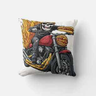 Hot Dog Rider � Funny Biker Skull Cushion