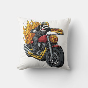 Hot Dog Rider � Funny Biker Skull Cushion