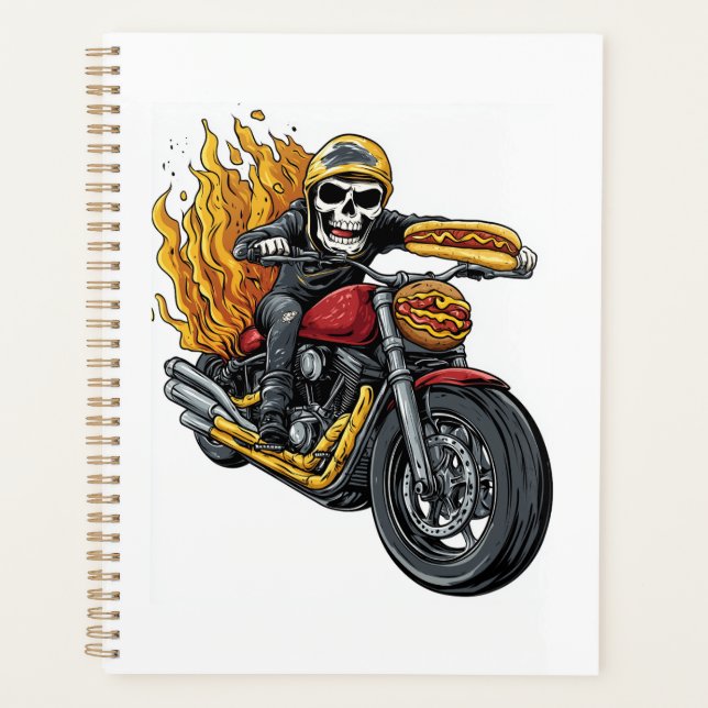 Hot Dog Rider � Funny Biker Skull Planner (Front)