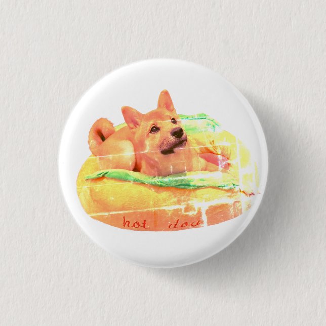 Hot Dog Shiba Badge (Front)