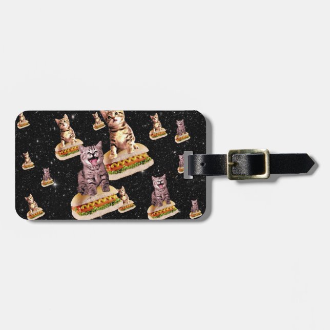 hot dog space cat luggage tag (Front Horizontal)