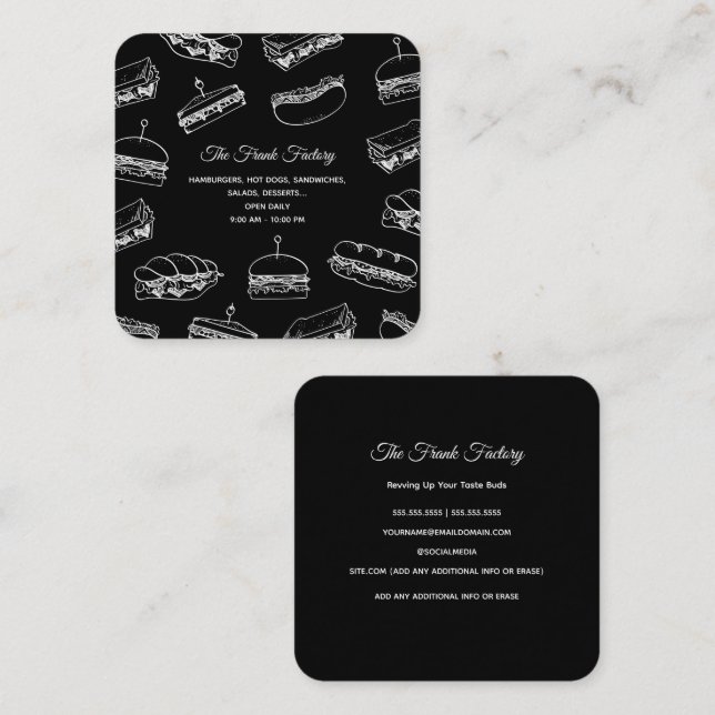 Hot Dog Square Business Card (Front/Back)