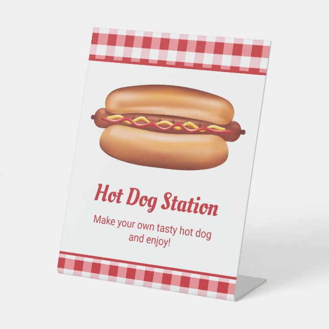 Hot Dog Station Hot Dog Bar Make Your Own Hot Dog Pedestal Sign (Front)
