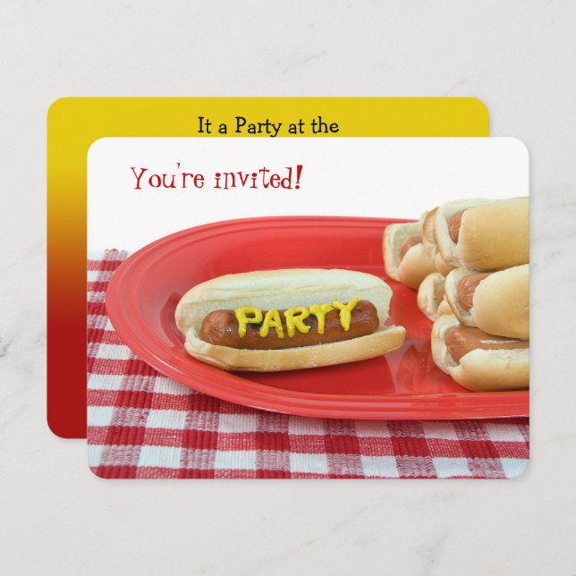 Hot Dog Summer Party Invitation (Front/Back)