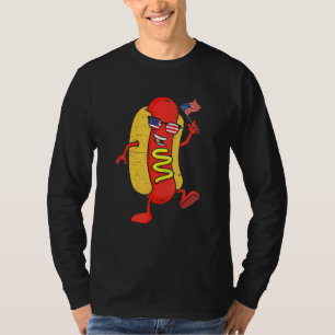 Hot Dog Sunglasses American Flag Usa 4th Of July T-Shirt