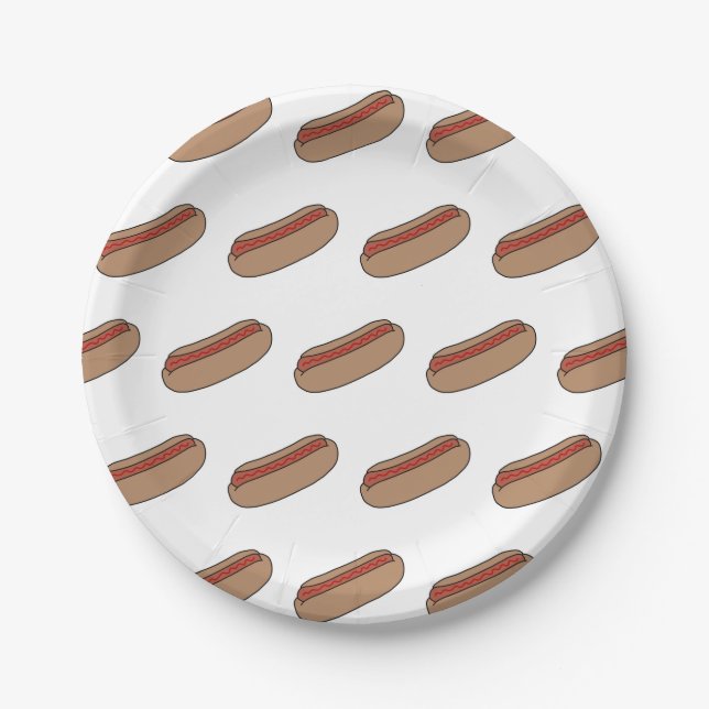 Hot Dog Themed Summer Barbecue Paper Plates (Front)