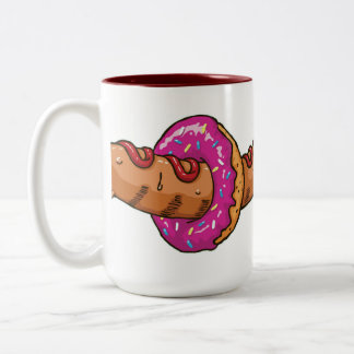 Hot Dog through the Doughnut Hole Two-Tone Coffee Mug