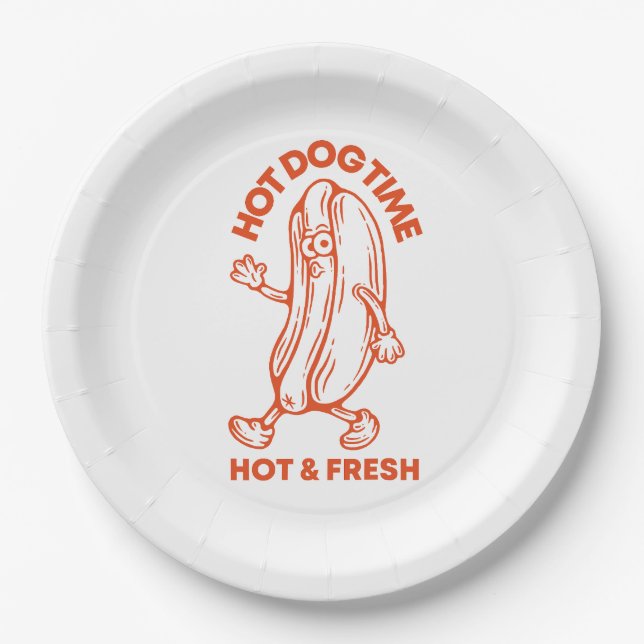Hot Dog Time Paper Plate (Front)