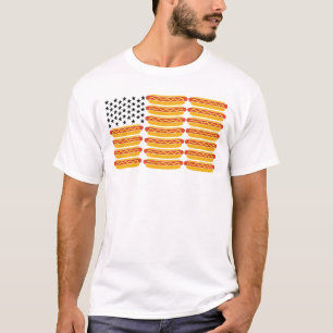 Hot Dog USA Flag Funny Patriotic T-Shirt
