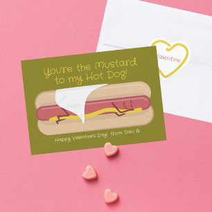 Hot Dog w/Mustard Kids School Valentine's Day Card