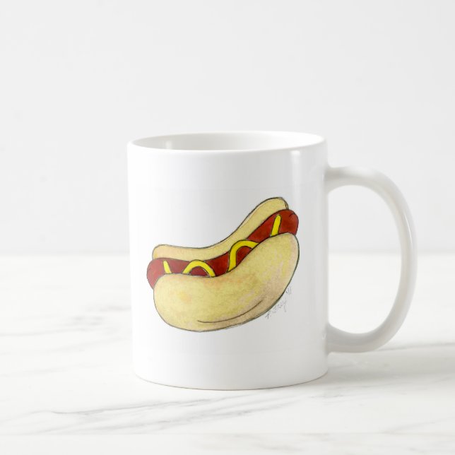 Hot Dog w/ Mustard on Bun Hotdog Foodie Mug (Right)