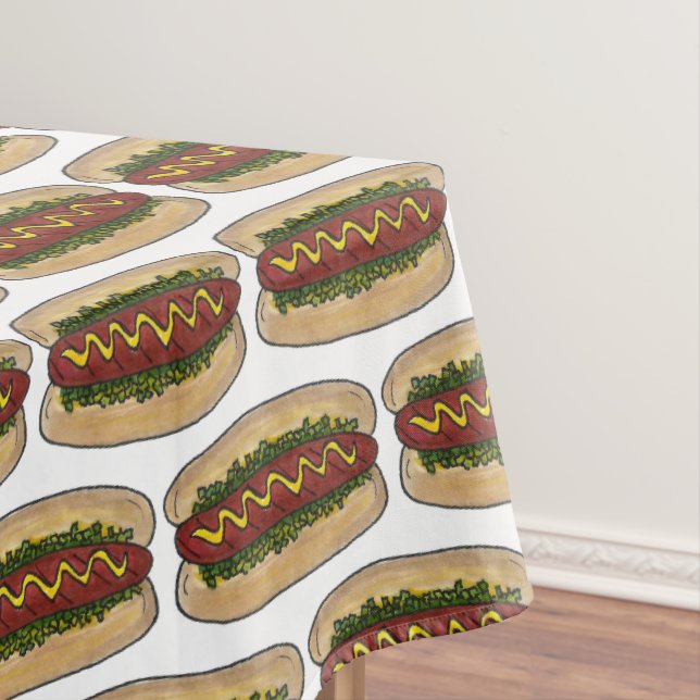 Hot Dog w/ Mustard Relish Fast Food Foodie Picnic Tablecloth (In Situ)