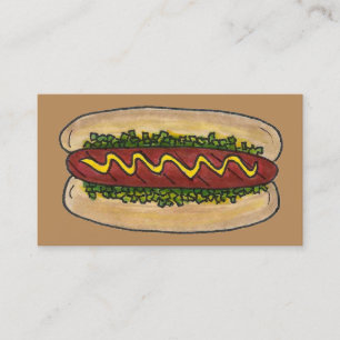 Hot Dog w/ Mustard Relish Food Chef Restaurant Business Card