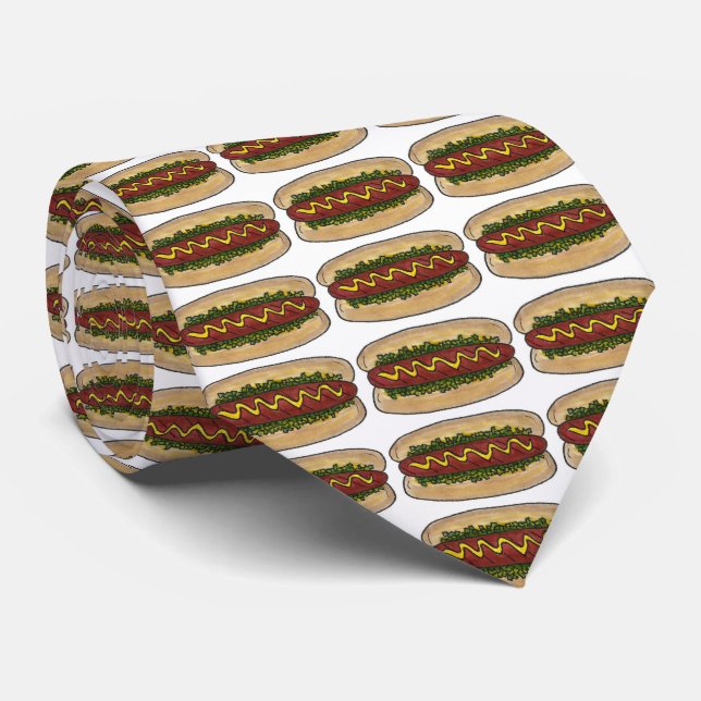 Hot Dog w/ Relish and Mustard Foodie Hot Dogs Tie (Rolled)