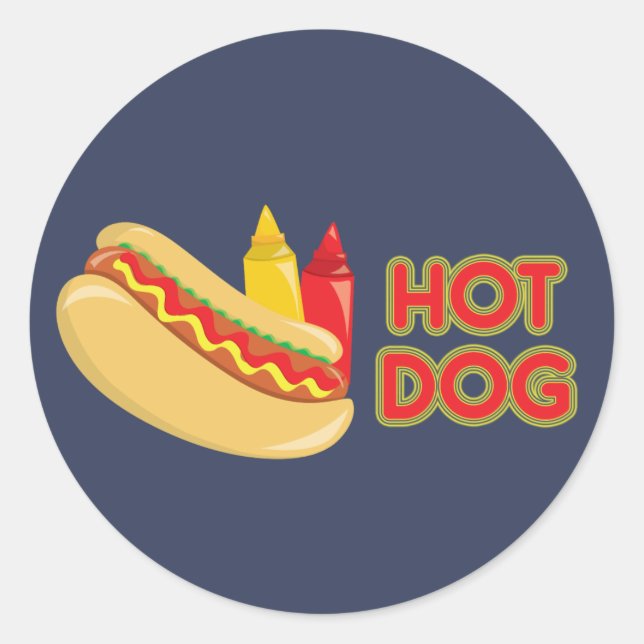 Hot Dog with Ketchup and Mustard Classic Round Sticker (Front)